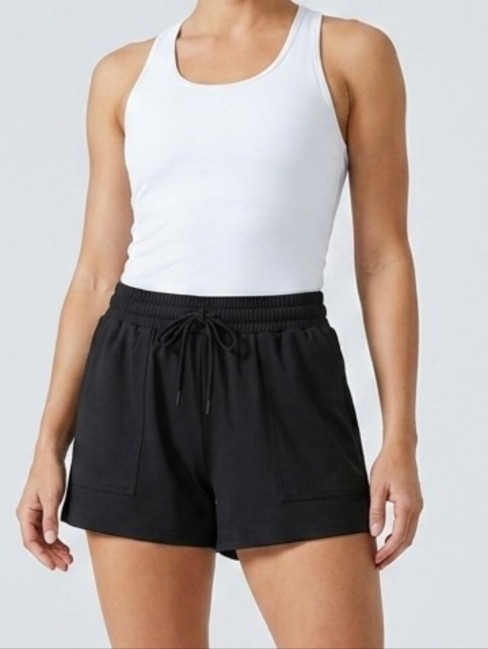 Women's Black Drawstring Athletic Shorts